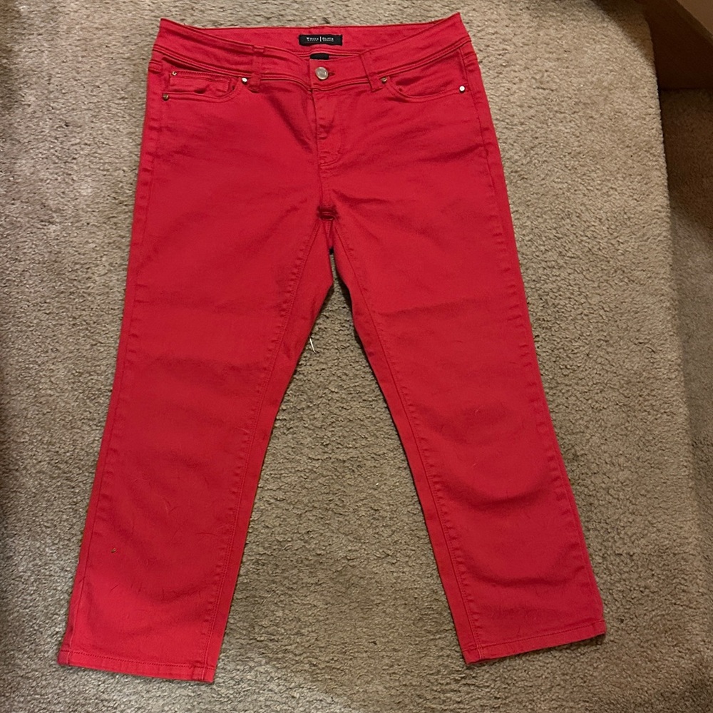 White House Black Market Vibrant Red Cropped Jeans